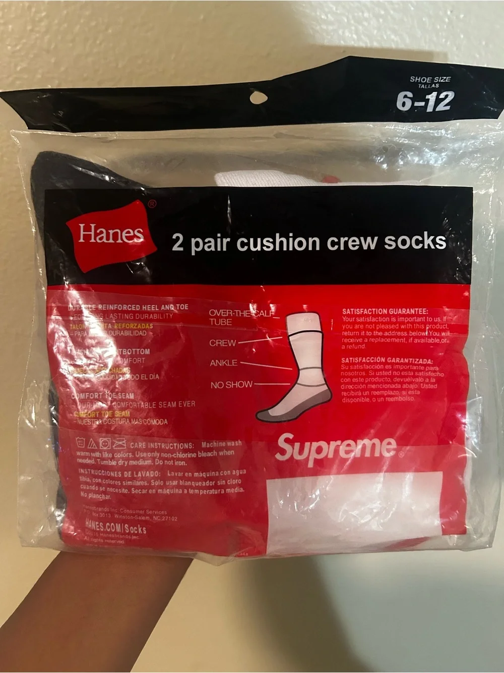 Supreme Black and White Athletic Crew Socks - 2 Pair